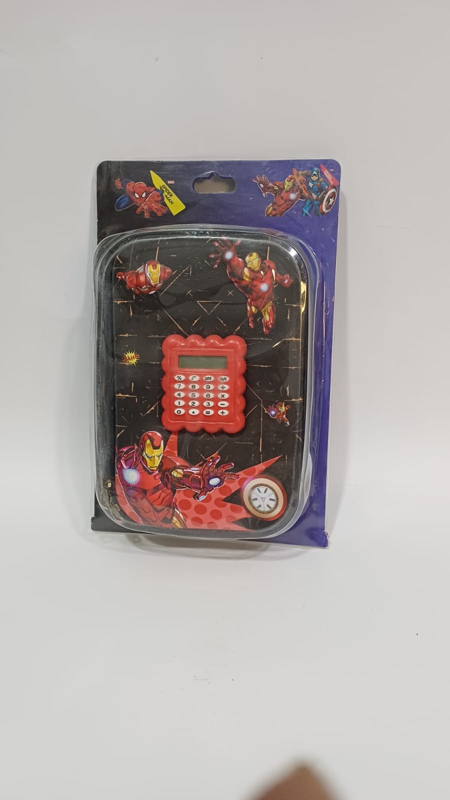 Kids Cartoon Metal Pencil Box with Calculator--Spider/Iron Man-Inspired Design