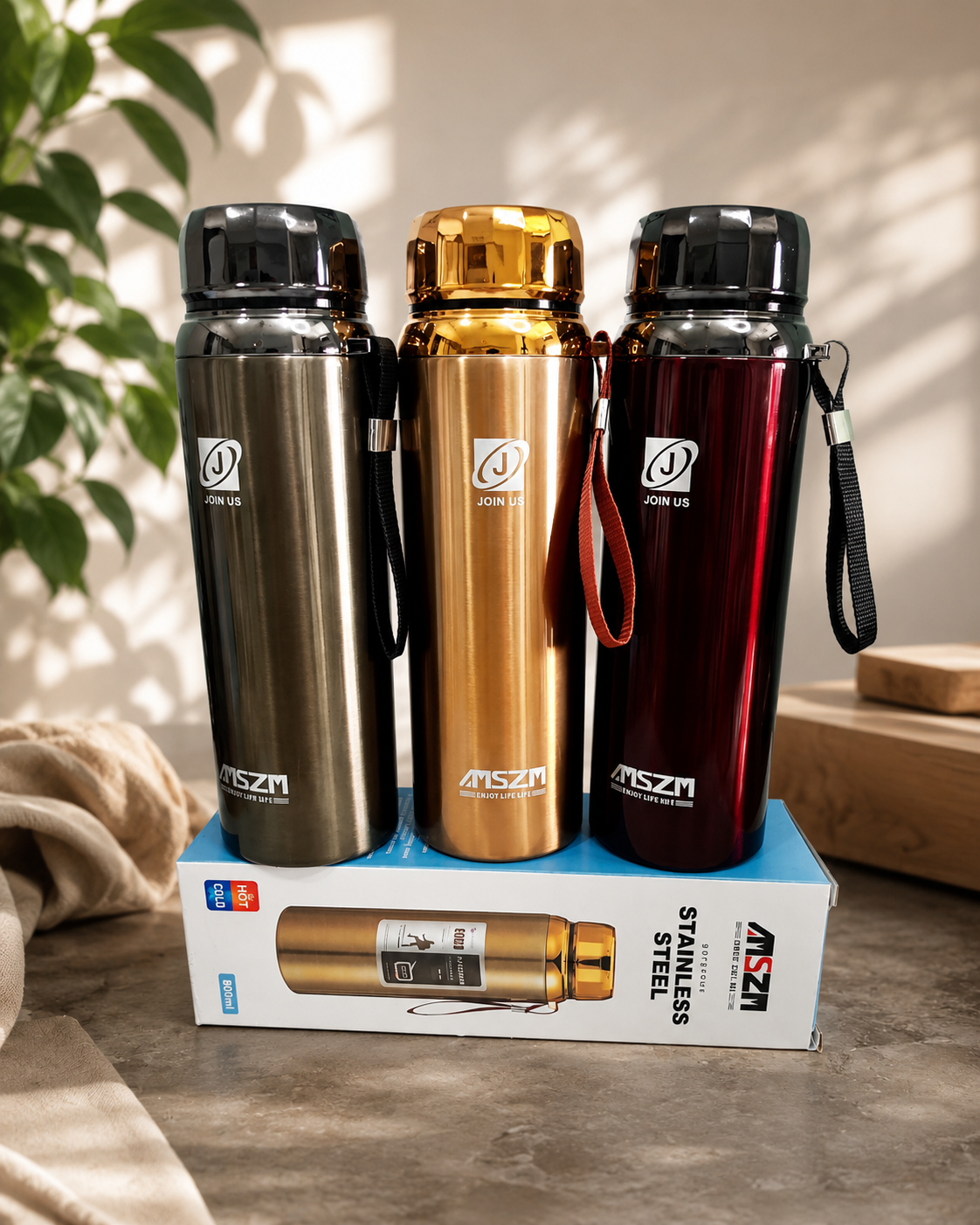 Nib & Harf Steel Pro Flask – Premium Insulated Thermal Bottle with Carry Strap