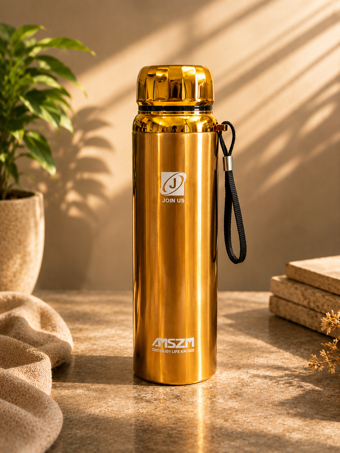 Nib & Harf Steel Pro Flask – Premium Insulated Thermal Bottle with Carry Strap