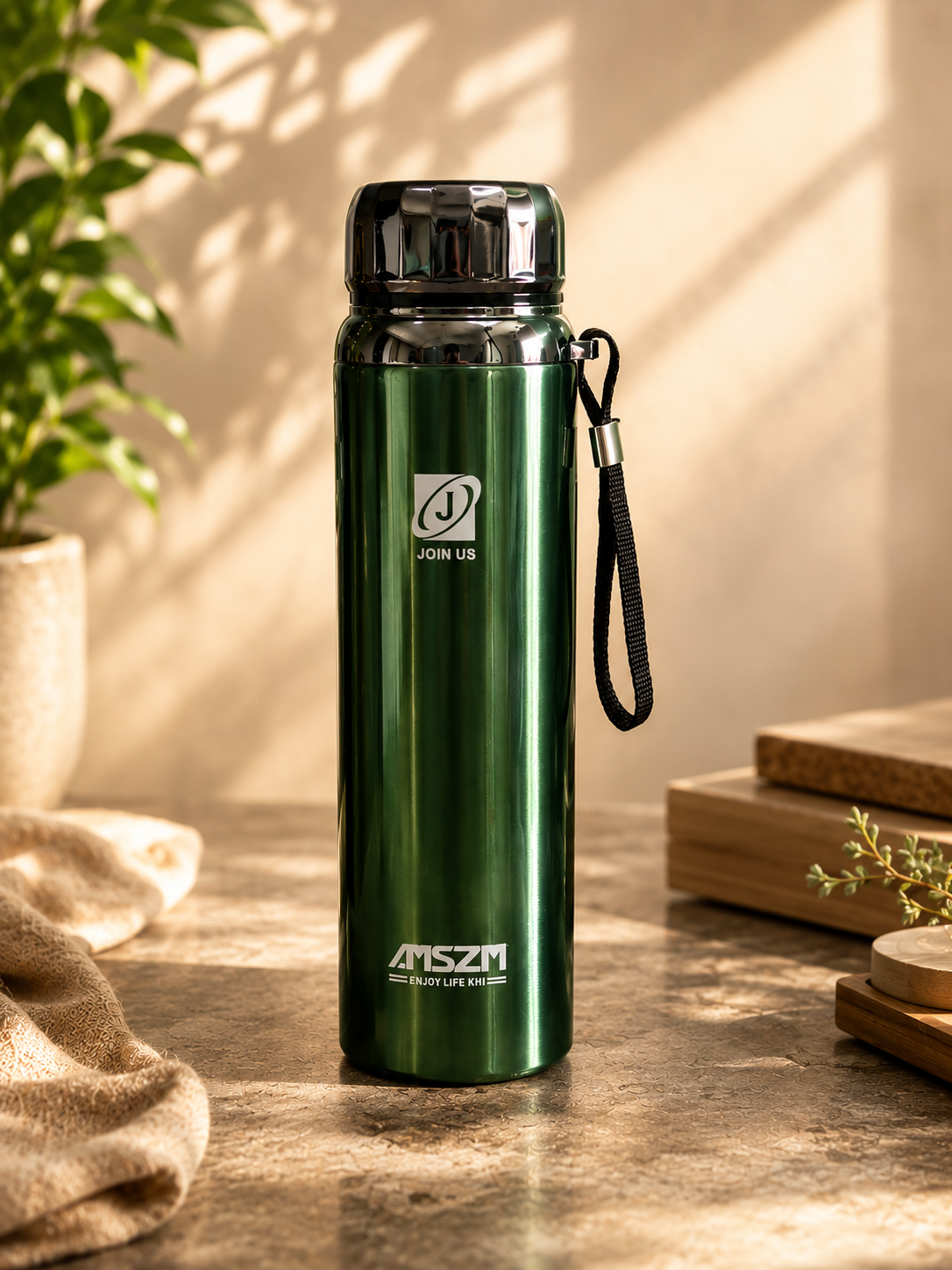 Nib & Harf Steel Pro Flask – Premium Insulated Thermal Bottle with Carry Strap