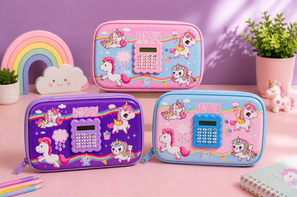 Rainbow Unicorn Calculator Pencil Case
