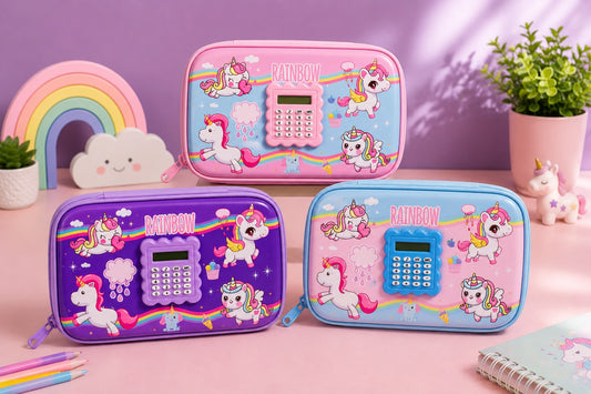 Rainbow Unicorn Calculator Pencil Case