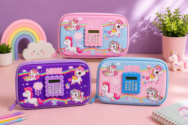 Rainbow Unicorn Calculator Pencil Case