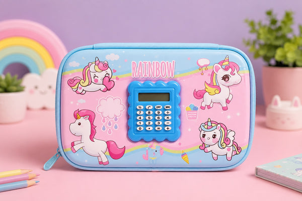 Rainbow Unicorn Calculator Pencil Case