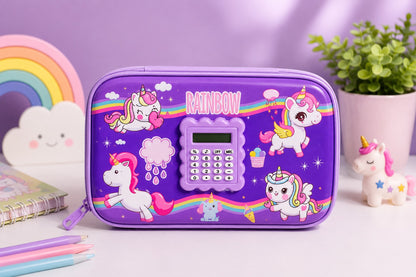 Rainbow Unicorn Calculator Pencil Case