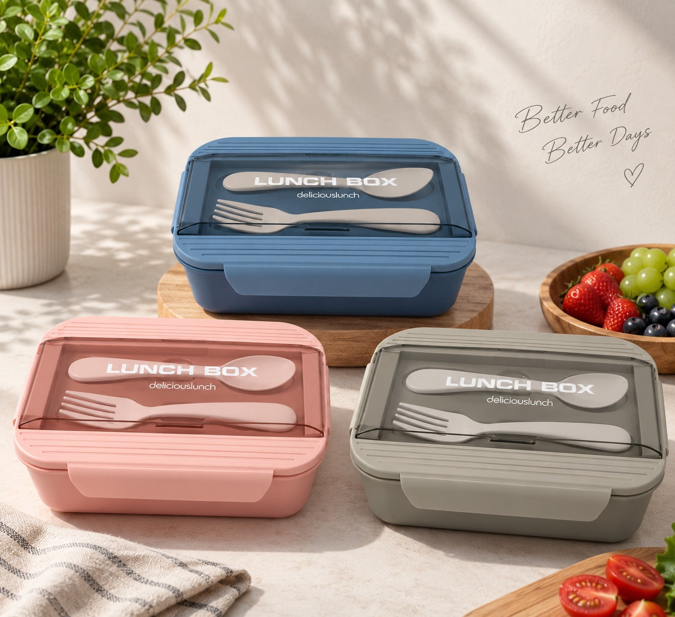 Premium Lunch Box with Spoon & Fork