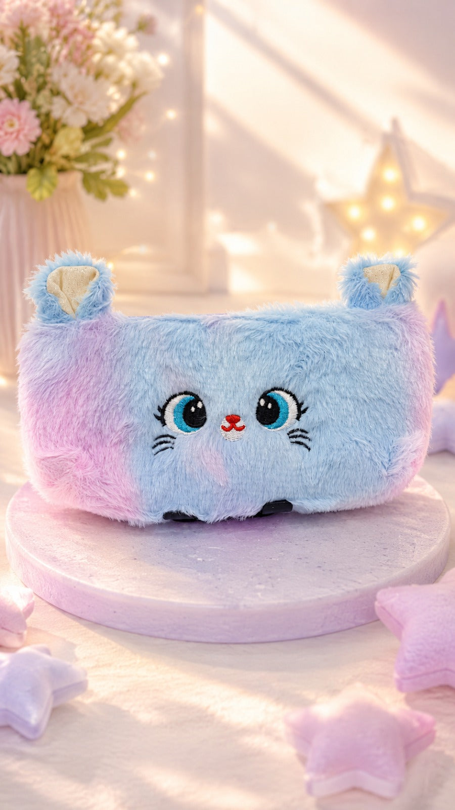 Fluffy Rainbow Cat Plush Pencil Pouch