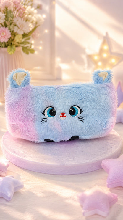 Fluffy Rainbow Cat Plush Pencil Pouch